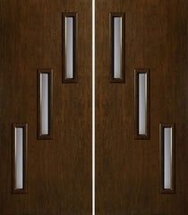 WDMA 60x80 Door (5ft by 6ft8in) Exterior Cherry Contemporary Three Slim Vertical Lite Double Entry Door 1