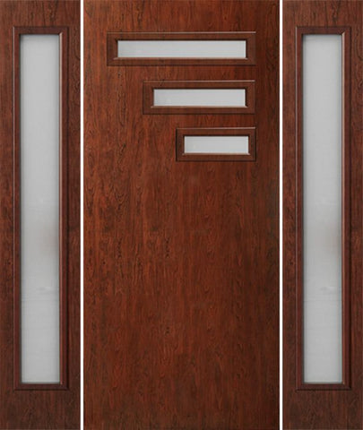 WDMA 60x80 Door (5ft by 6ft8in) Exterior Cherry Contemporary Modern 3 Lite Single Entry Door Sidelights FC522 1