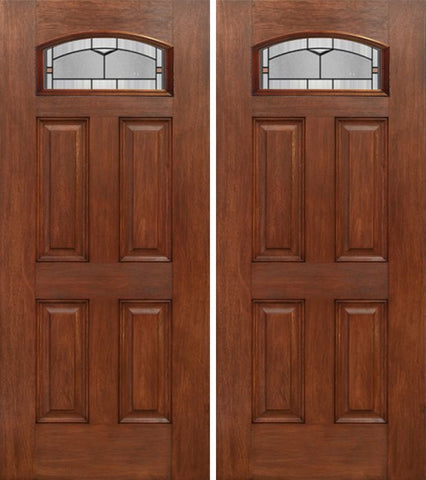 WDMA 60x80 Door (5ft by 6ft8in) Exterior Mahogany Camber Top Double Entry Door TP Glass 1