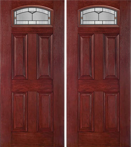 WDMA 60x80 Door (5ft by 6ft8in) Exterior Cherry Camber Top Double Entry Door TP Glass 1