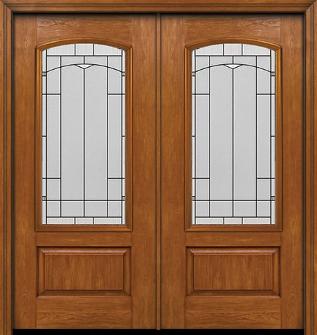 WDMA 60x80 Door (5ft by 6ft8in) Exterior Cherry Camber 3/4 Lite Double Entry Door Topaz Glass 1