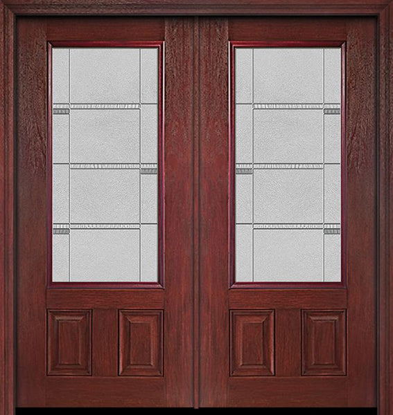 WDMA 60x80 Door (5ft by 6ft8in) Exterior Cherry 3/4 Lite Two Panel Double Entry Door Crosswalk Glass 1