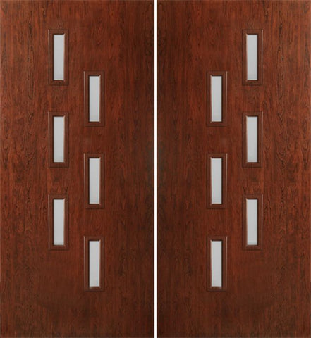 WDMA 60x80 Door (5ft by 6ft8in) Exterior Cherry Contemporary Modern 6 Lite Double Entry Door FC596 1