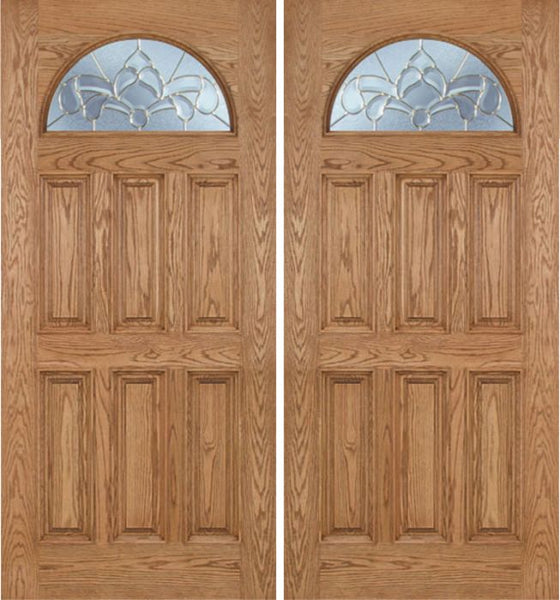 WDMA 60x80 Door (5ft by 6ft8in) Exterior Oak Merritt Double Door w/ C Glass 1