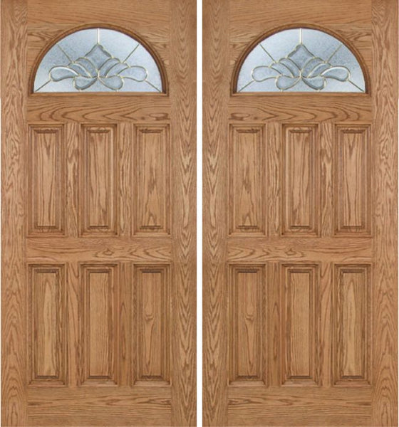 WDMA 60x80 Door (5ft by 6ft8in) Exterior Oak Merritt Double Door w/ BO Glass 1