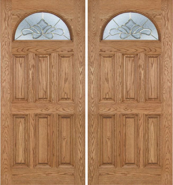 WDMA 60x80 Door (5ft by 6ft8in) Exterior Oak Merritt Double Door w/ BO Glass 1