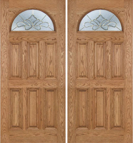 WDMA 60x80 Door (5ft by 6ft8in) Exterior Oak Merritt Double Door w/ BO Glass 1