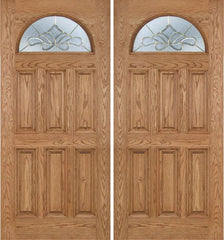 WDMA 60x80 Door (5ft by 6ft8in) Exterior Oak Merritt Double Door w/ BO Glass 1