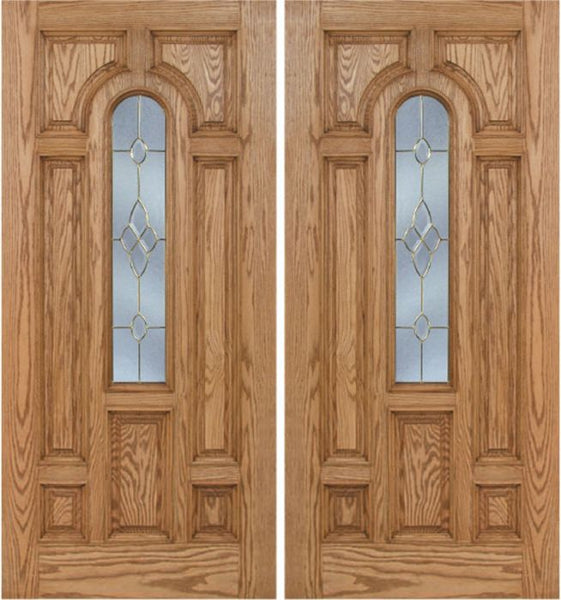 WDMA 60x80 Door (5ft by 6ft8in) Exterior Oak Carrick Double Door w/ C Glass - 6ft8in Tall 1