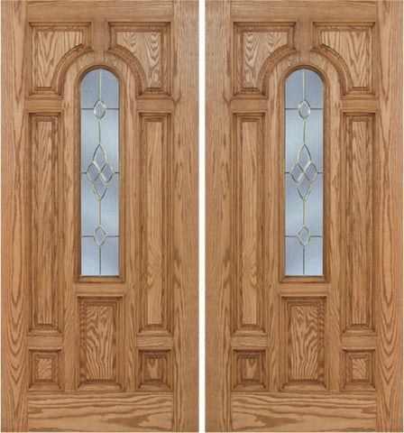 WDMA 60x80 Door (5ft by 6ft8in) Exterior Oak Carrick Double Door w/ C Glass - 6ft8in Tall 1