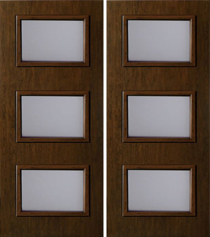 WDMA 60x80 Door (5ft by 6ft8in) Exterior Cherry Contemporary Three Lite Double Entry Door 1