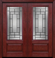 WDMA 60x80 Door (5ft by 6ft8in) Exterior Cherry 3/4 Lite 1 Panel Double Entry Door Pembrook Glass 1