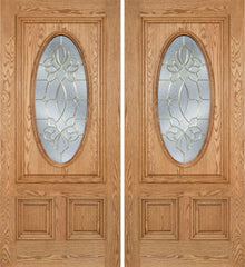 WDMA 60x80 Door (5ft by 6ft8in) Exterior Oak Watson Double Door w/ CO Glass 1