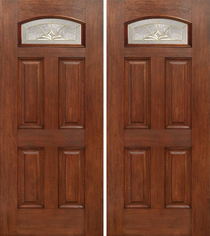 WDMA 60x80 Door (5ft by 6ft8in) Exterior Mahogany Camber Top Double Entry Door HM Glass 1