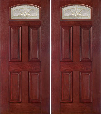 WDMA 60x80 Door (5ft by 6ft8in) Exterior Cherry Camber Top Double Entry Door HM Glass 1