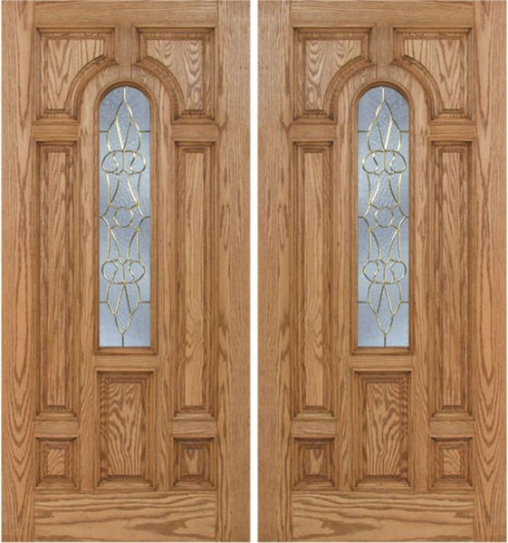 WDMA 60x80 Door (5ft by 6ft8in) Exterior Oak Carrick Double Door w/ OL Glass - 6ft8in Tall 1
