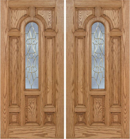 WDMA 60x80 Door (5ft by 6ft8in) Exterior Oak Carrick Double Door w/ OL Glass - 6ft8in Tall 1