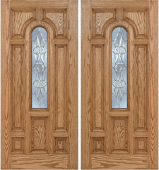 WDMA 60x80 Door (5ft by 6ft8in) Exterior Oak Carrick Double Door w/ L Glass - 6ft8in Tall 1