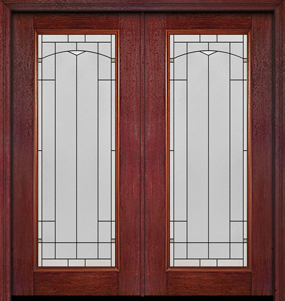 WDMA 60x80 Door (5ft by 6ft8in) Exterior Cherry Full Lite Double Entry Door Topaz Glass 1