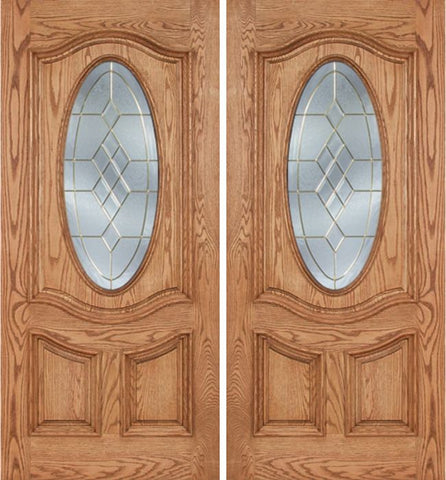 WDMA 60x80 Door (5ft by 6ft8in) Exterior Oak Dally Double Door w/ A Glass - 6ft8in Tall 1