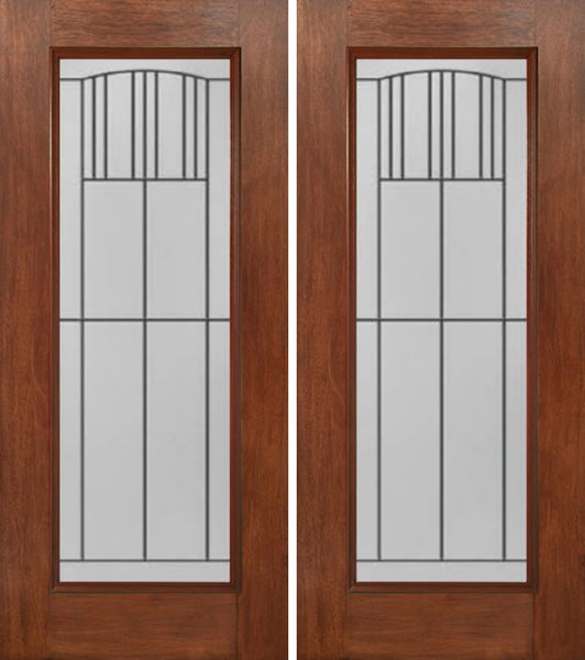 WDMA 60x80 Door (5ft by 6ft8in) Exterior Mahogany Full Lite Double Entry Door MI Glass 1