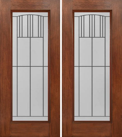 WDMA 60x80 Door (5ft by 6ft8in) Exterior Mahogany Full Lite Double Entry Door MI Glass 1
