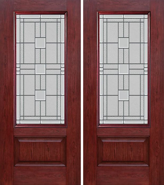 WDMA 60x80 Door (5ft by 6ft8in) Exterior Cherry 3/4 Lite 1 Panel Double Entry Door MO Glass 1