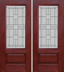 WDMA 60x80 Door (5ft by 6ft8in) Exterior Cherry 3/4 Lite 1 Panel Double Entry Door MO Glass 1