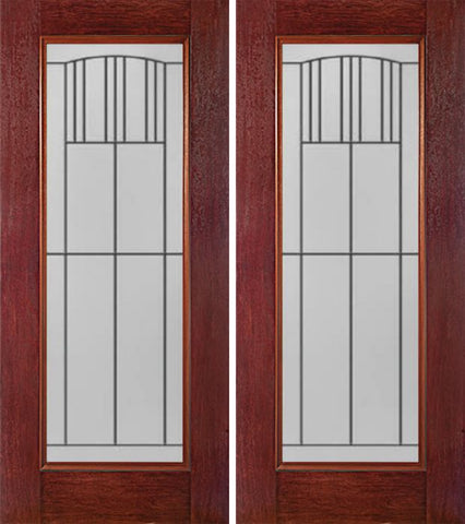 WDMA 60x80 Door (5ft by 6ft8in) Exterior Cherry Full Lite Double Entry Door MI Glass 1