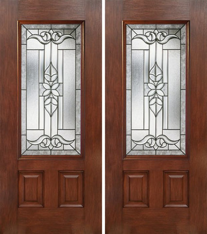 WDMA 60x80 Door (5ft by 6ft8in) Exterior Mahogany 3/4 Lite Double Entry Door CD Glass 1