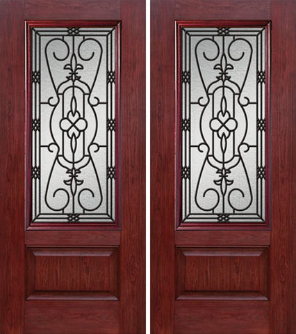 WDMA 60x80 Door (5ft by 6ft8in) Exterior Cherry 3/4 Lite 1 Panel Double Entry Door JA Glass 1