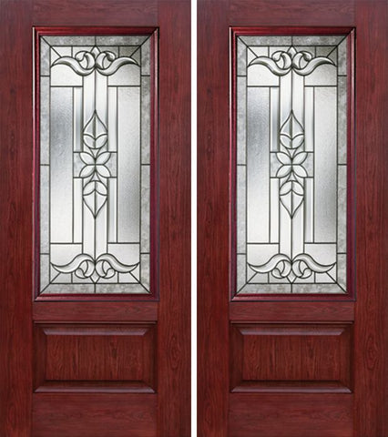 WDMA 60x80 Door (5ft by 6ft8in) Exterior Cherry 3/4 Lite 1 Panel Double Entry Door CD Glass 1