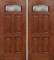 WDMA 60x80 Door (5ft by 6ft8in) Exterior Mahogany Camber Top Double Entry Door PS Glass 1