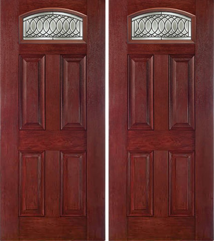 WDMA 60x80 Door (5ft by 6ft8in) Exterior Cherry Camber Top Double Entry Door PS Glass 1