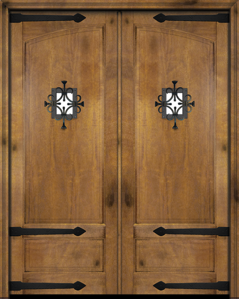 WDMA 60x80 Door (5ft by 6ft8in) Exterior Barn Mahogany Rustic 2 Panel or Interior Double Door with Speakeasy / Straps 1
