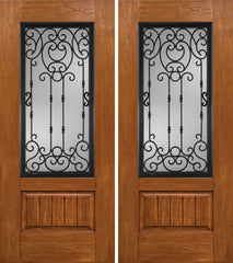 WDMA 60x80 Door (5ft by 6ft8in) Exterior Cherry Plank Panel 3/4 Lite Double Entry Door BM Glass 1