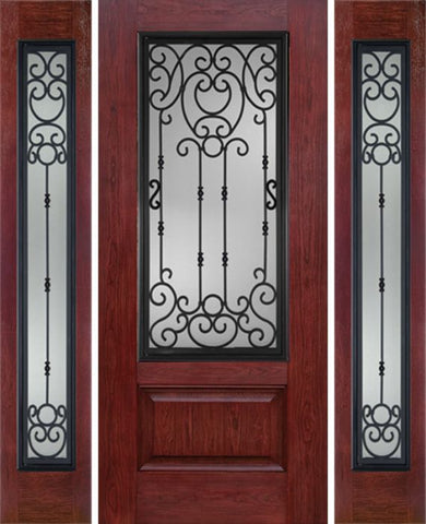 WDMA 60x80 Door (5ft by 6ft8in) Exterior Cherry 3/4 Lite 1 Panel Single Entry Door Sidelights BM Glass 1