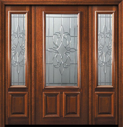 WDMA 60x80 Door (5ft by 6ft8in) Exterior Mahogany 36in x 80in 2/3 Lite New Orleans Door /2side 1