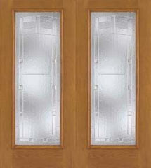 WDMA 60x80 Door (5ft by 6ft8in) Exterior Oak Fiberglass Impact Door Full Lite Saratoga 6ft8in Double 1