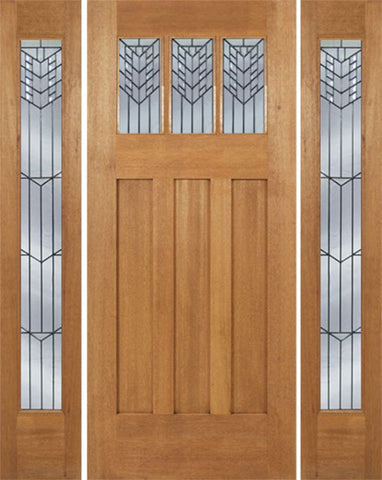 WDMA 60x84 Door (5ft by 7ft) Exterior Mahogany Barnsdale Single Door/2 Full-lite side w/ E Glass 1