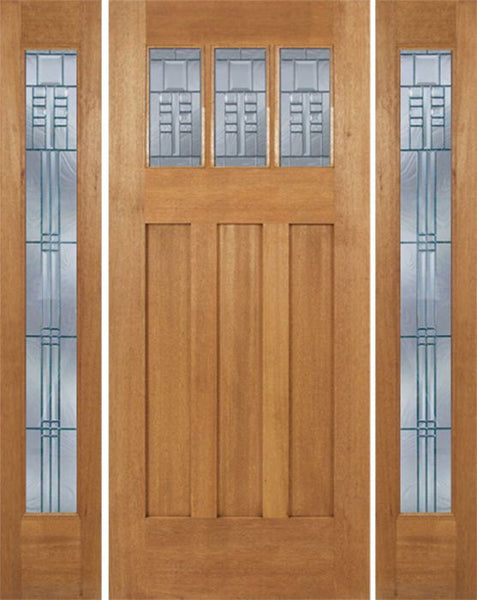 WDMA 60x84 Door (5ft by 7ft) Exterior Mahogany Barnsdale Single Door/2 Full-lite side w/ C Glass 1