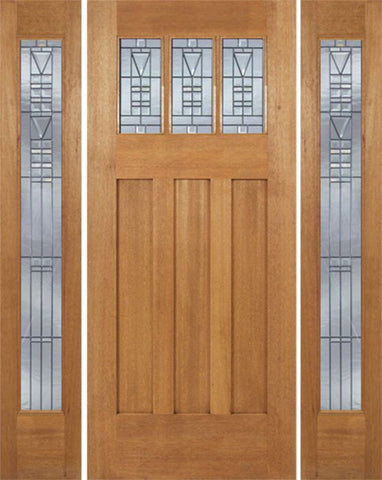 WDMA 60x84 Door (5ft by 7ft) Exterior Mahogany Barnsdale Single Door/2 Full-lite side w/ B Glass 1
