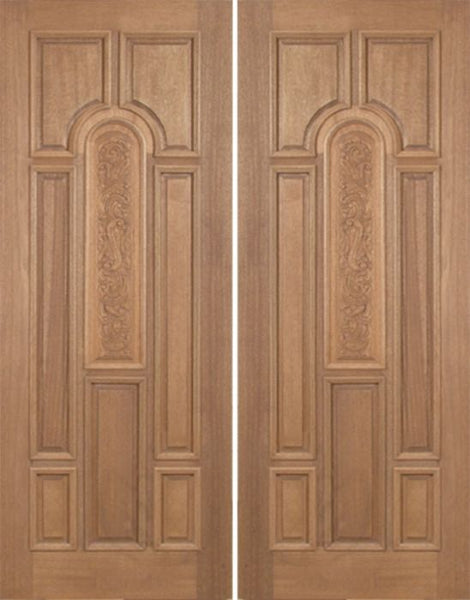 WDMA 60x96 Door (5ft by 8ft) Exterior Mahogany Revis Double Door Carved Panel - 8ft Tall 1