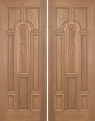WDMA 60x96 Door (5ft by 8ft) Exterior Mahogany Revis Double Door Carved Panel - 8ft Tall 1