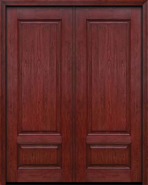 WDMA 60x96 Door (5ft by 8ft) Exterior Cherry 96in Two Panel Double Entry Door 1