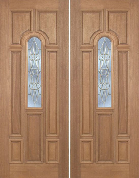 WDMA 60x96 Door (5ft by 8ft) Exterior Mahogany Revis Double Door w/ L Glass - 8ft Tall 1