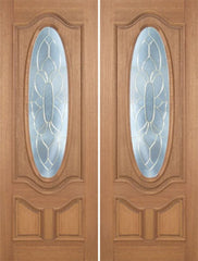 WDMA 60x96 Door (5ft by 8ft) Exterior Mahogany Carmel Double Door w/ BO Glass - 8ft Tall 1