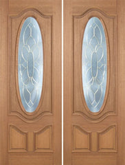 WDMA 60x96 Door (5ft by 8ft) Exterior Mahogany Carmel Double Door w/ BO Glass - 8ft Tall 1