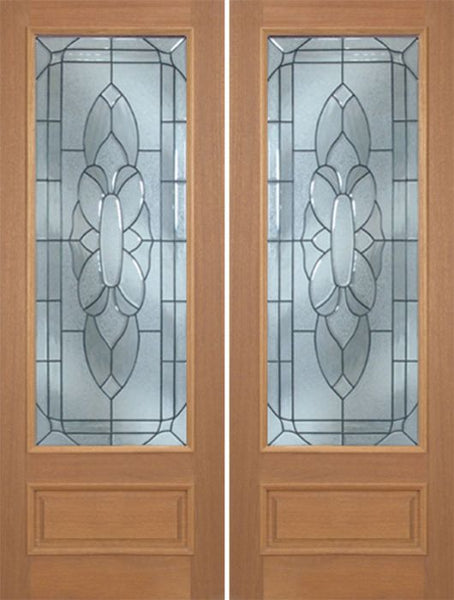 WDMA 60x96 Door (5ft by 8ft) Exterior Mahogany Livingston Double Door w/ BO Glass - 8ft Tall 1