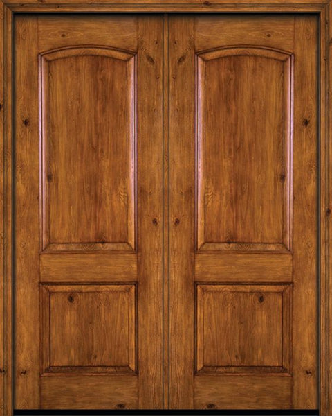 WDMA 60x96 Door (5ft by 8ft) Exterior Knotty Alder 96in Alder Rustic Plain Panel Double Entry Door 1